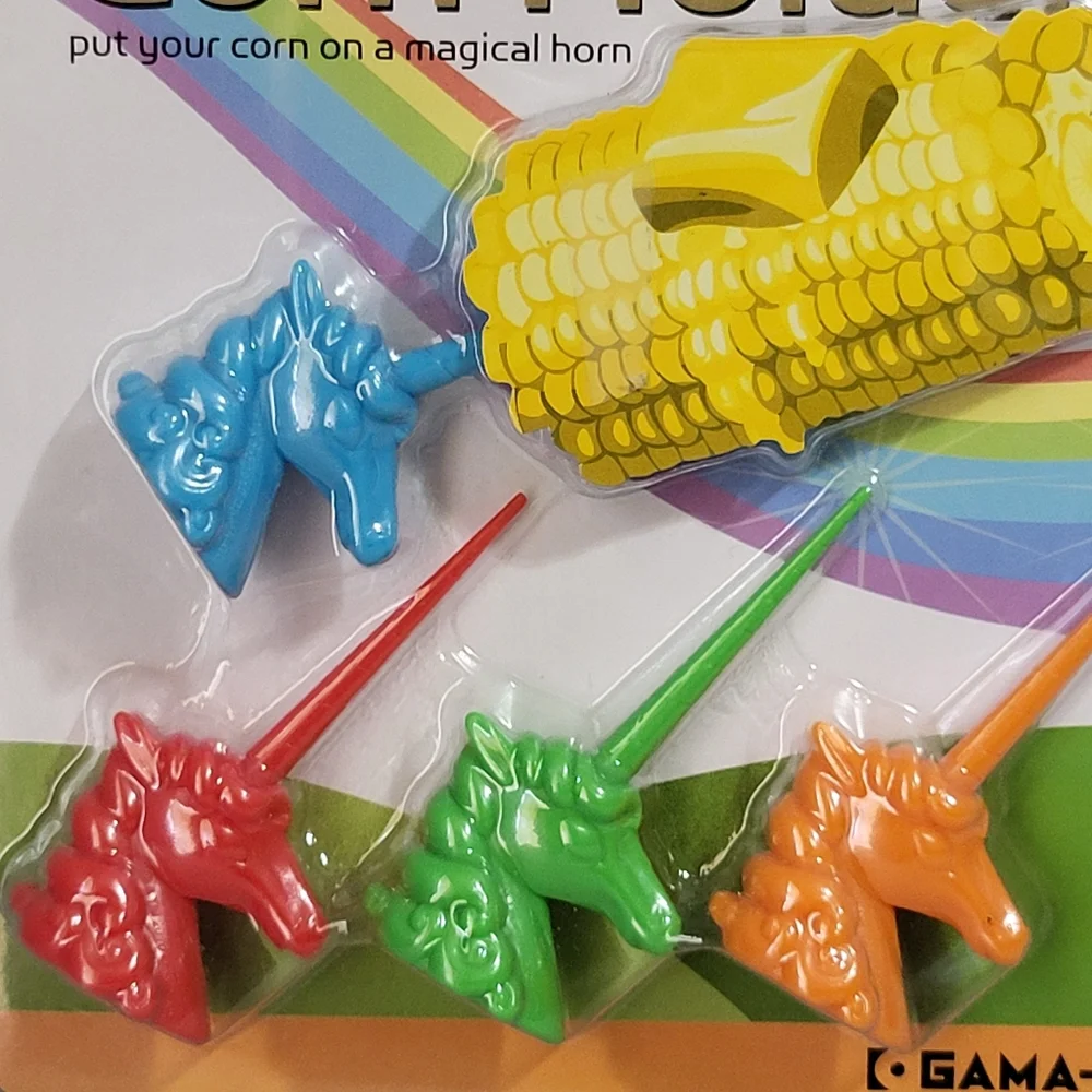 Gama-Go Unicorn Corn Holders Skewers Handles 8-Piece Set Cookout Barbecue NEW